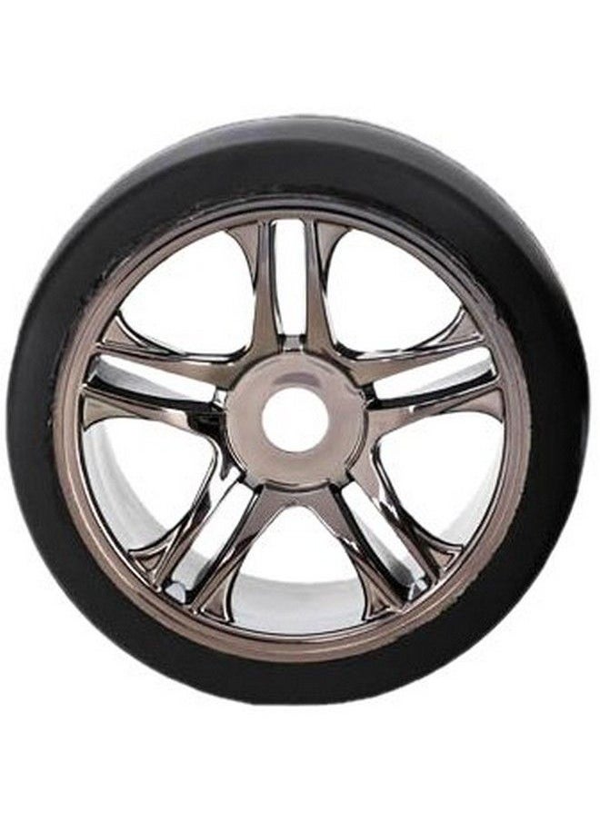 TRAXXAS 6477 Tires And Wheels, Assembled Black Chrome, Rear, Xo1, 2Piece  - Image 1