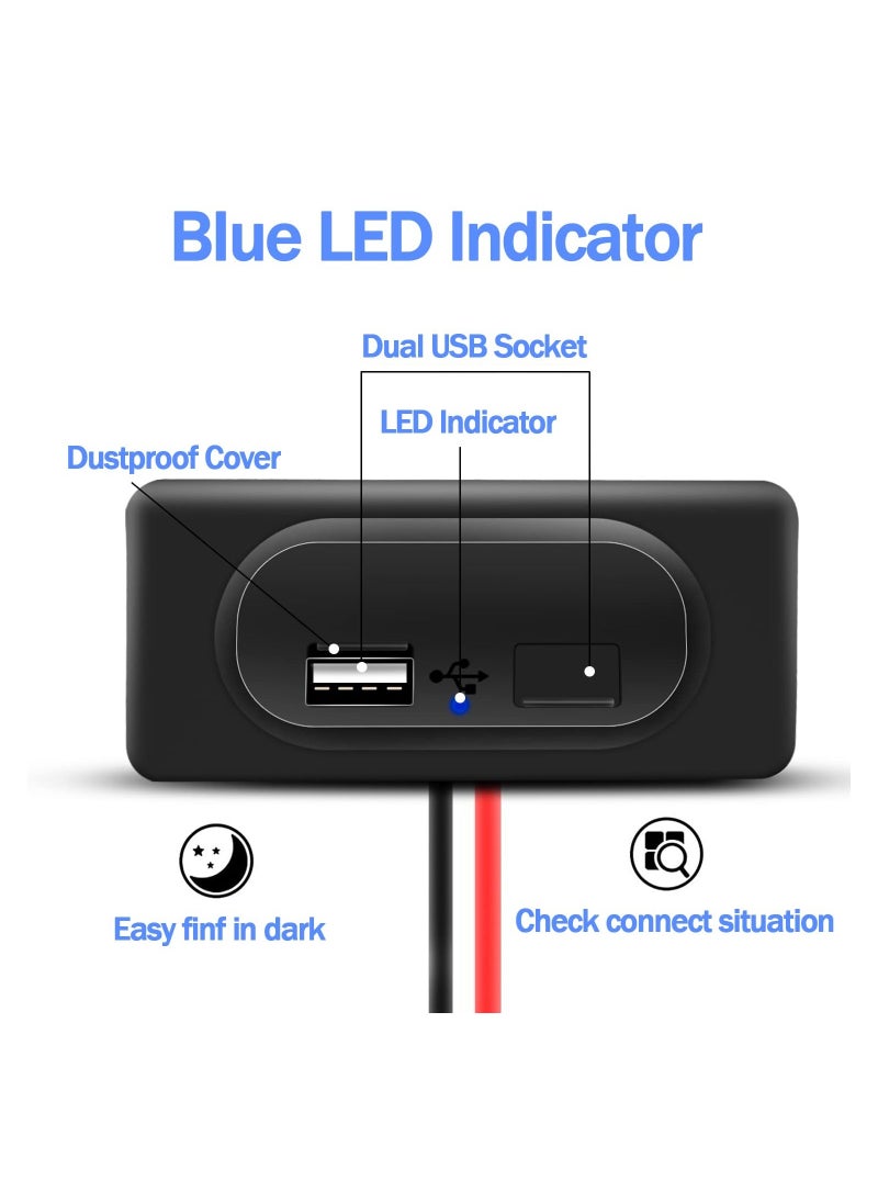 Y&D 3.1A Dual USB Car Charger Socket, 12V-24V Fast Outlet Waterproof Socket Charging Adapter for RV, Boat, Motorcycle, Truck,Caravan  - Image 5