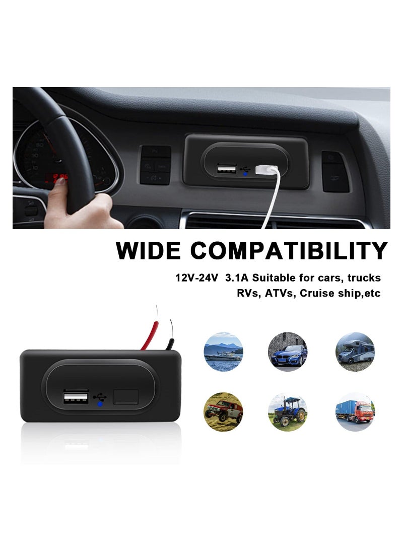 Y&D 3.1A Dual USB Car Charger Socket, 12V-24V Fast Outlet Waterproof Socket Charging Adapter for RV, Boat, Motorcycle, Truck,Caravan  - Image 2