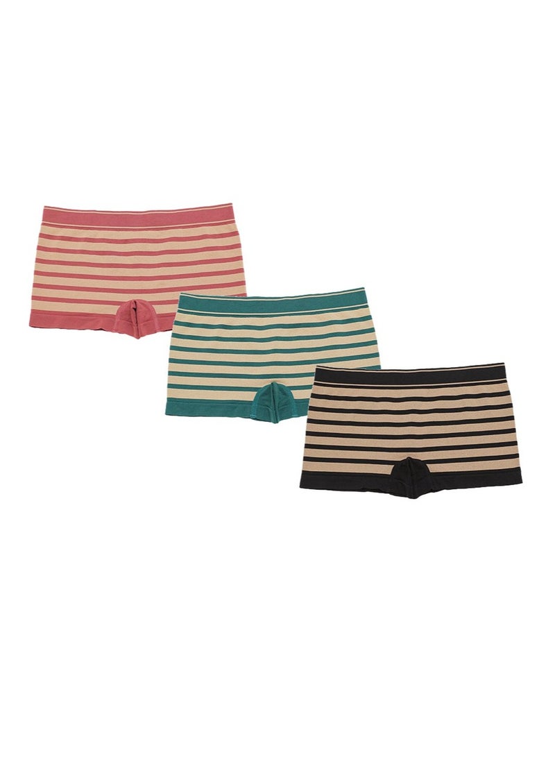 Women's Striped Seamless Boyshorts (Pack of 3) in Assorted Colors - Image 5