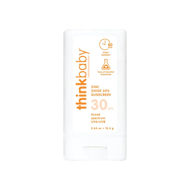 Thinkbaby Spf 30 Sunscreen Stick - Safe  Natural  Water Resistant Sun Cream For Babies  Kids & Adults - Vegan  Mineral Uva/Uvb Sun Protection - Reef Friendly Travel Stick  0.64Oz - Image 1