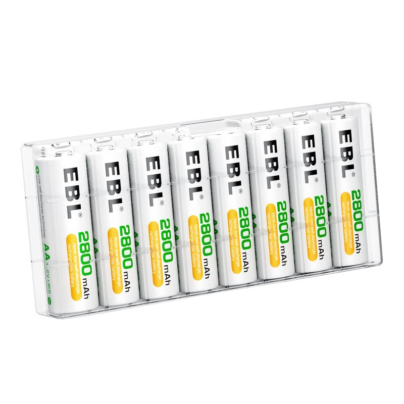 EBL Pack of 8 AA Batteries 2800mAh High Capacity Precharged Ni-MH AA Rechargeable Batteries - Image 1