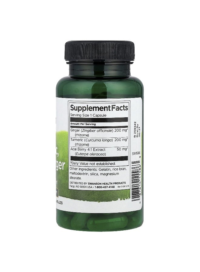 Swanson, Turmeric, Acai & Ginger, 60 Capsules - Image 2
