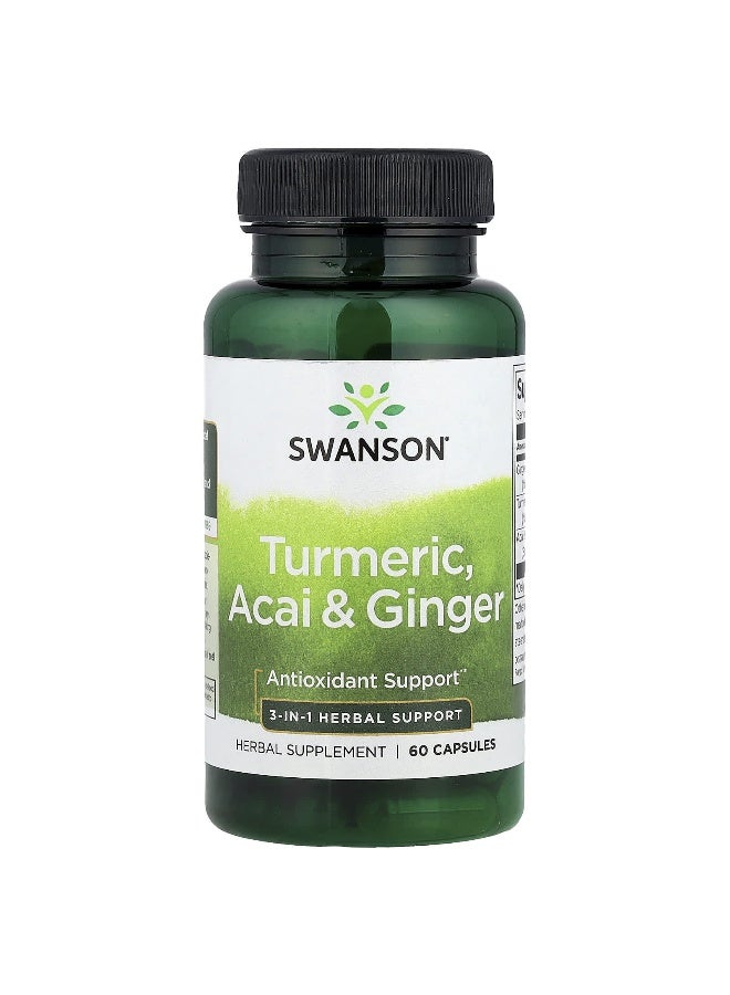 Swanson, Turmeric, Acai & Ginger, 60 Capsules - Image 1