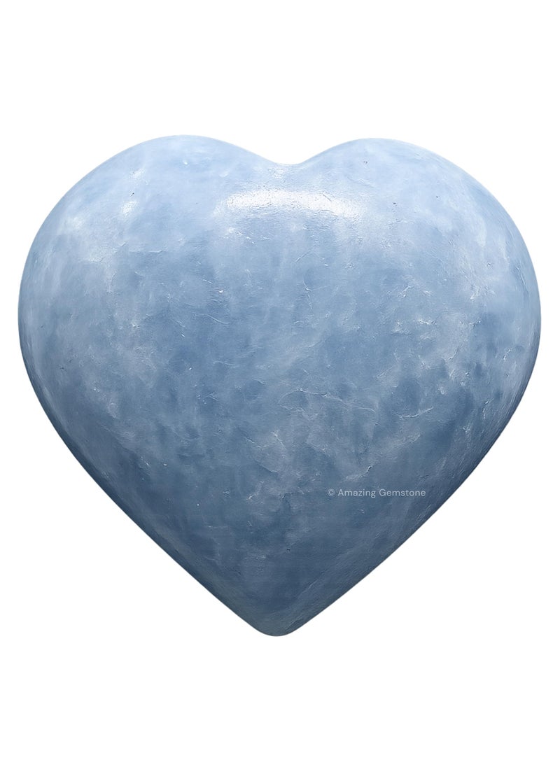Amazing Gemstone Blue Calcite Celestite Crystal Heart Palm Stone  Pocket Massage Worry Stone for Natural Body Chakra Balancing Reiki Healing and Crystal Grid 