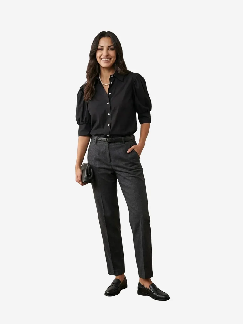 ماي فاشن MY FASHION Buttoned Poplin Shirt with Shirt Collar