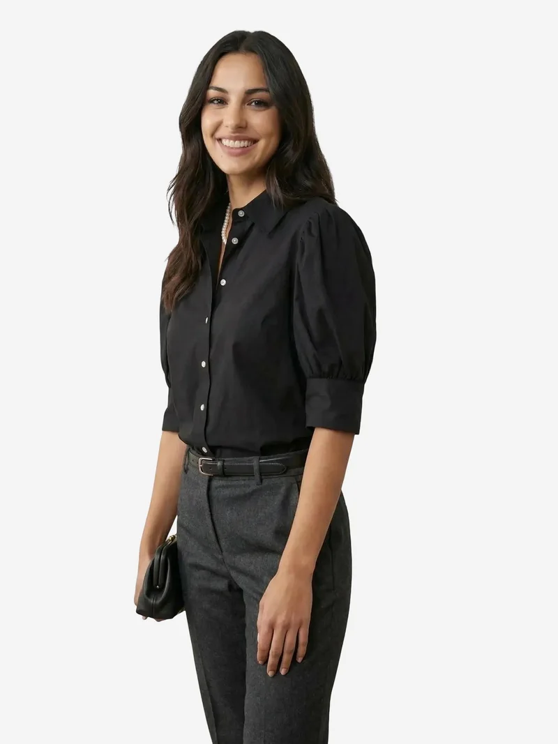 MY FASHION MY FASHION Buttoned Poplin Shirt with Shirt Collar