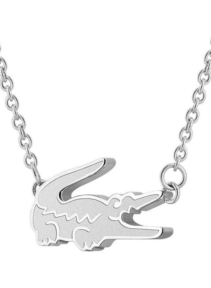 LACOSTE Lacoste Women's Silver-Tone Crocodile Logo Chain Bracelet - Image 2
