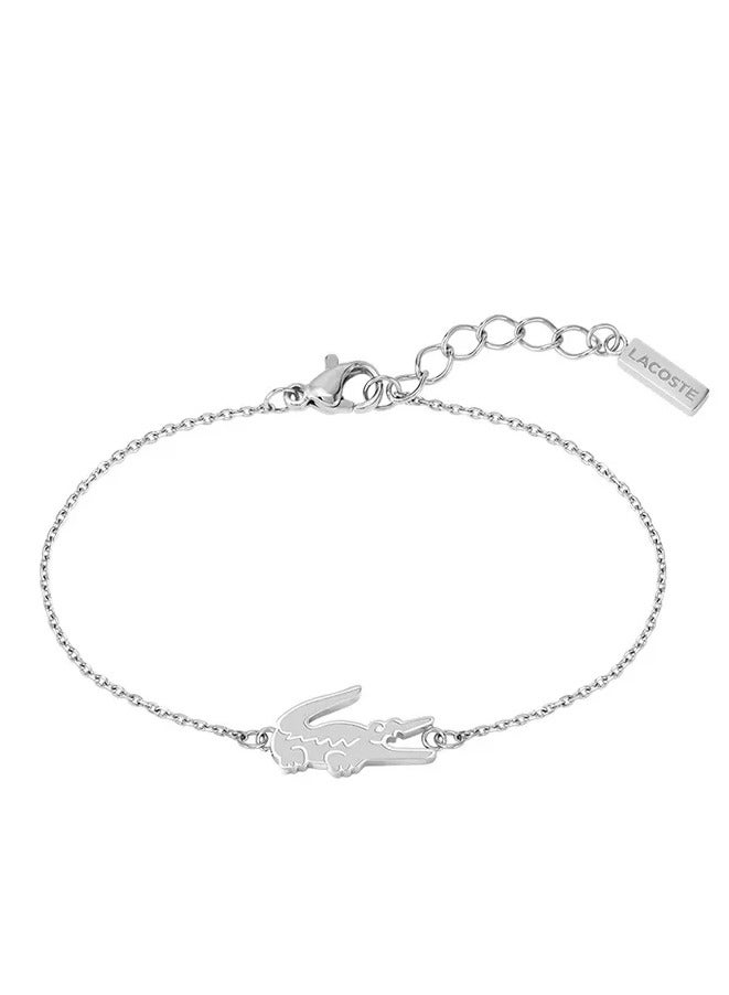 LACOSTE Lacoste Women's Silver-Tone Crocodile Logo Chain Bracelet - Image 1