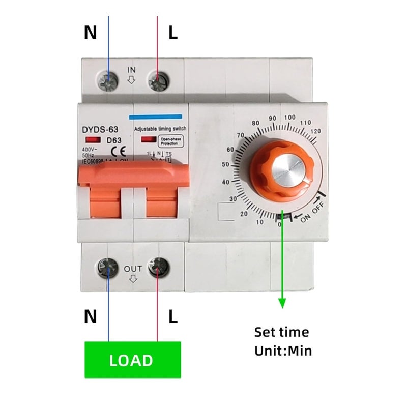 2P Breaker Timer Switch 63A 220V 240V 50Hz 230V 63A Max Time Set Range 1min 2H - Image 4