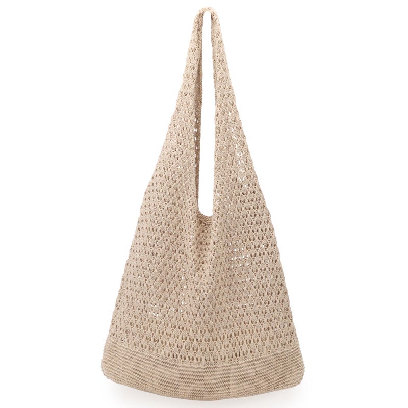 hatisan Crochet Bags for Women Summer Beach Tote Bag Aesthetic Tote Bag Hippie Bag Knit Bag (Khaki) - Image 1