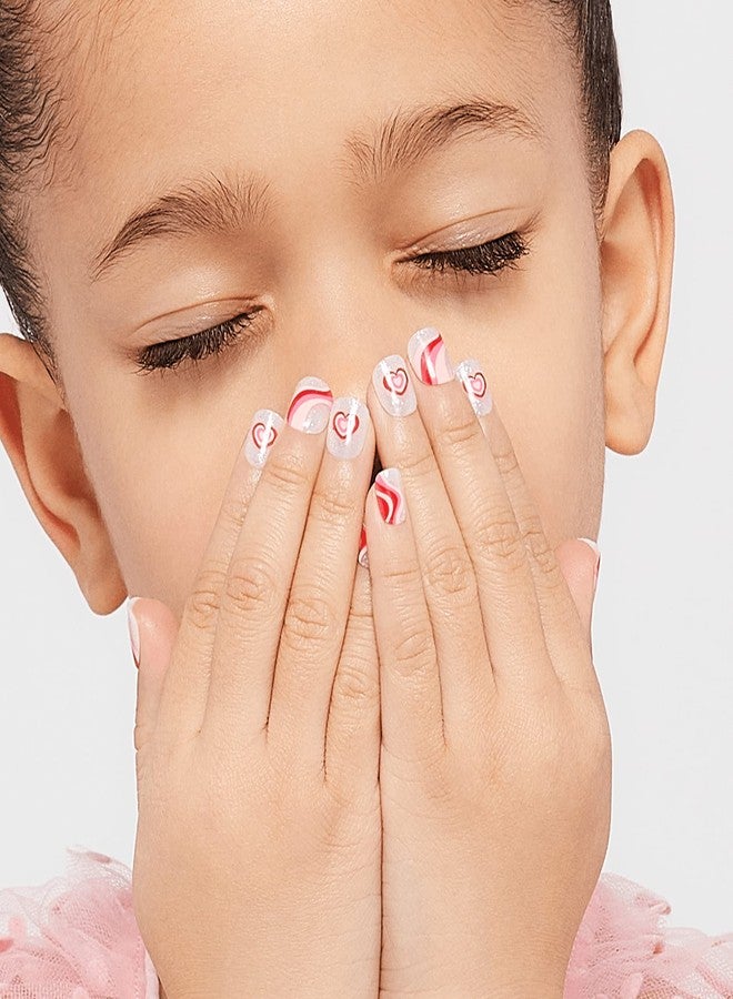 Impress KISS imPRESS No Glue Mani Press On Nails, Mini Press-On Manicure for Kids, 'Dream Big', Pink, Kids Size, Squoval Shape, Includes 20 Fake Nails with Removable Application Tabs, 1 Mini File - Image 4