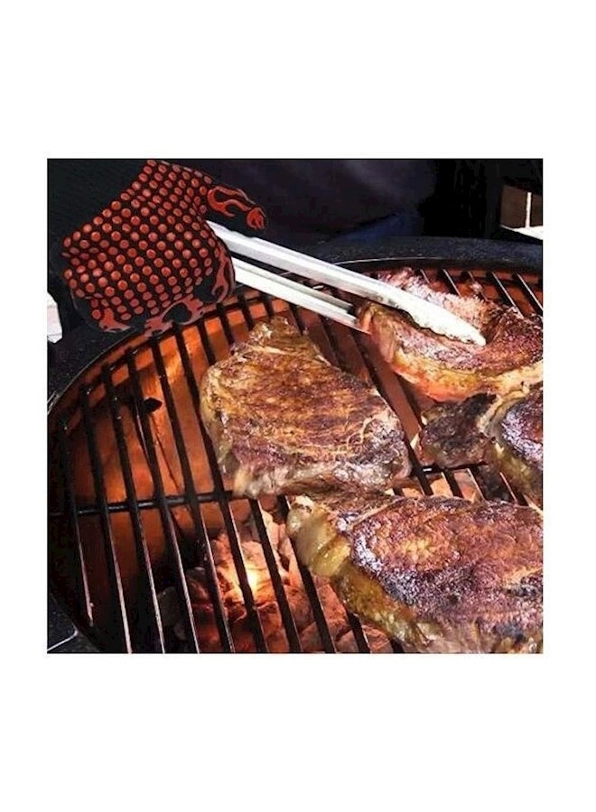 Aknur BBQ Oven Mitts Gloves Black/Red - Image 2