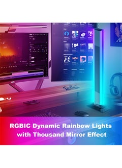 Jourvent 2pcs Smart LED Light Bars with Mirror Reflection, Music Sync, Multiple Lighting Modes & Remote Control, Perfect for Gaming Rooms & Bedroom Decor, Black  - Image 2