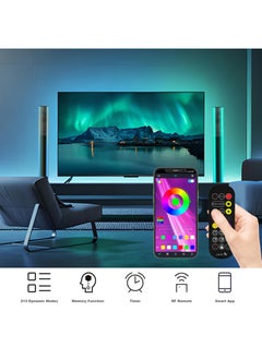 Jourvent 2pcs Smart LED Light Bars with Mirror Reflection, Music Sync, Multiple Lighting Modes & Remote Control, Perfect for Gaming Rooms & Bedroom Decor, Black  - Image 3