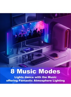 Jourvent 2pcs Smart LED Light Bars with Mirror Reflection, Music Sync, Multiple Lighting Modes & Remote Control, Perfect for Gaming Rooms & Bedroom Decor, Black  - Image 4
