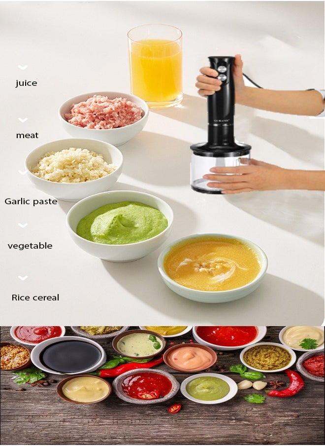 sokany Hand Blender With Chopper and Whisk 4-IN-1, Electric Mixer Hand Blender Set, Multifunctional Portable Electric Blender, Plastic/Stainless Steel, 500W 1000ml WK-1710-4 Black  - Image 3