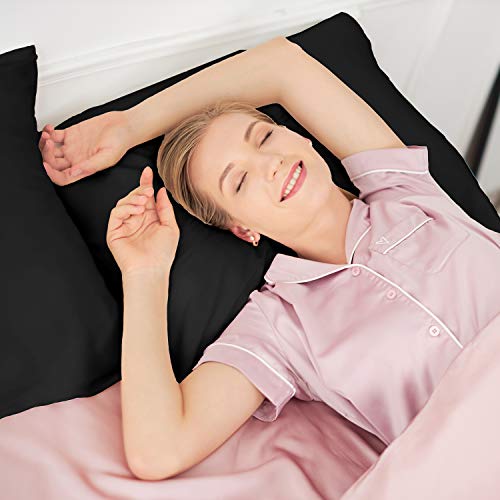 INSSL Silk Pillowcase f Women, Mulberry Silk Pillowcase for Hair and Skin and Stay Comfortable and Breathable During Sleep(Black,Standard) - Image 3
