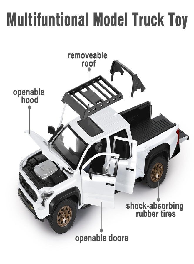 SASBSC Toy Trucks for Boys Age 3-12 1/24 Diecast Pickup Truck Toy with Lights, Sounds &Openable Doors Durable Metal Model Cars for Collection Pull Back Car Toys for 3+ Year Old Kids (White) - Image 2