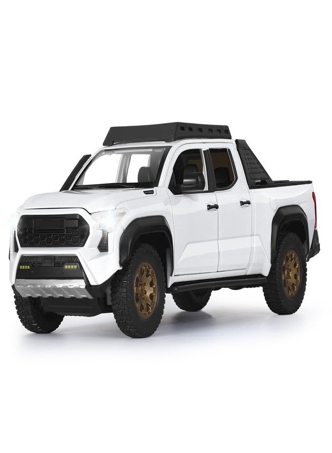 SASBSC Toy Trucks for Boys Age 3-12 1/24 Diecast Pickup Truck Toy with Lights, Sounds &Openable Doors Durable Metal Model Cars for Collection Pull Back Car Toys for 3+ Year Old Kids (White) - Image 1