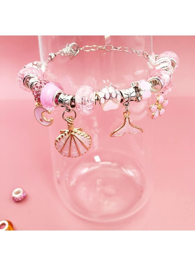 M.A&F's Bracelet Making Kit for Girls,68PCs Charm Bracelets Kit with Jewelry Box, Jewelry Charms, Bracelets for DIY Craft, Bracelet Gift for Adults and Kids，Present For 3-12 Year Old Girl (pink) - Image 5