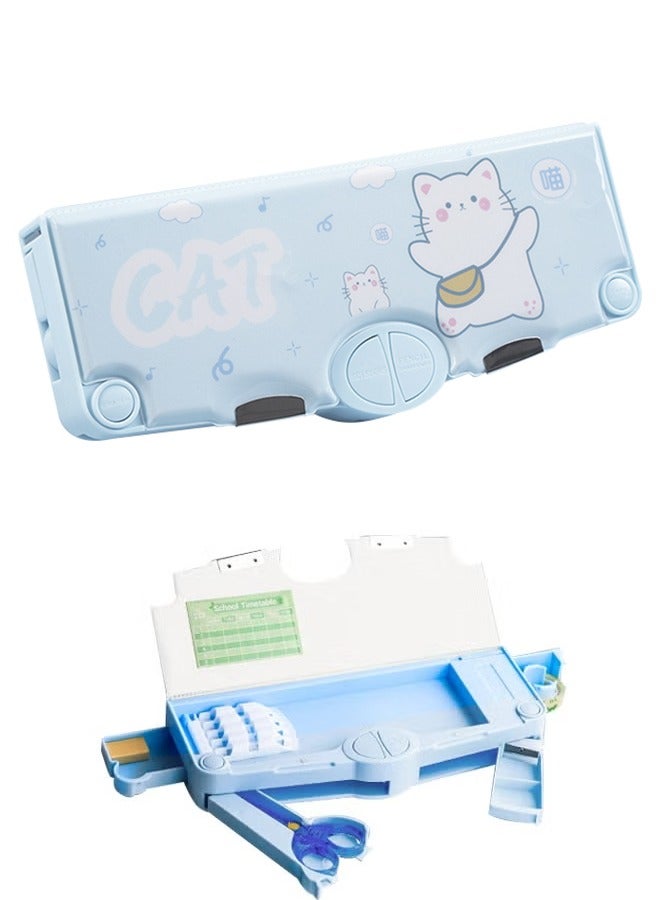 Loquat Multifunctional Stationery Case, Large Capacity Pencil Box, Pencil Box With Pencil Sharpener, Equipped With Safety Scissors, Tape, Ruler, Eraser/24 X 10 X 6 Cm - Image 1