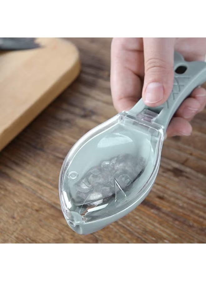 مكشطة قشور السمك مع وعاء مدمج - أداة سريعة ونظيفة لإزالة القشور - أداة مطبخ مريحة للمأكولات البحرية - Image 4