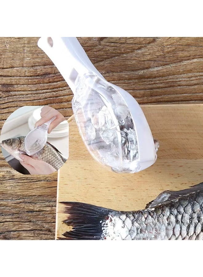 مكشطة قشور السمك مع وعاء مدمج - أداة سريعة ونظيفة لإزالة القشور - أداة مطبخ مريحة للمأكولات البحرية - Image 3