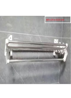 fashionhome Bathroom Hardware Towel Rack Foldable Rod Hanger Bath Organizer Towel Hanger 60x21x13.5 cm  - Image 4
