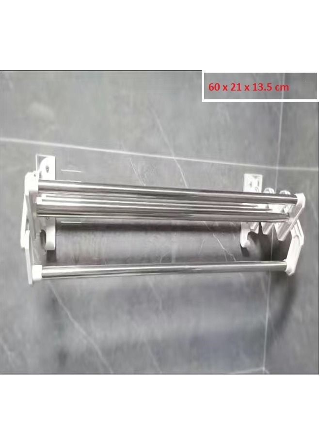 fashionhome Bathroom Hardware Towel Rack Foldable Rod Hanger Bath Organizer Towel Hanger 60x21x13.5 cm  - Image 4