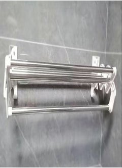 fashionhome Bathroom Hardware Towel Rack Foldable Rod Hanger Bath Organizer Towel Hanger 60x21x13.5 cm  - Image 1