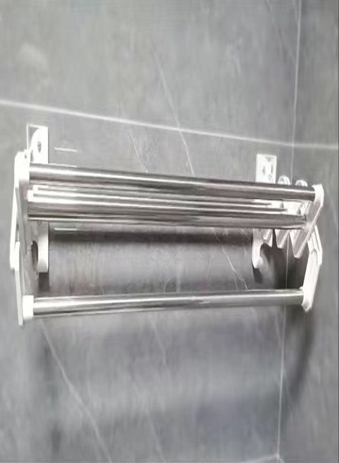 fashionhome Bathroom Hardware Towel Rack Foldable Rod Hanger Bath Organizer Towel Hanger 60x21x13.5 cm  - Image 1