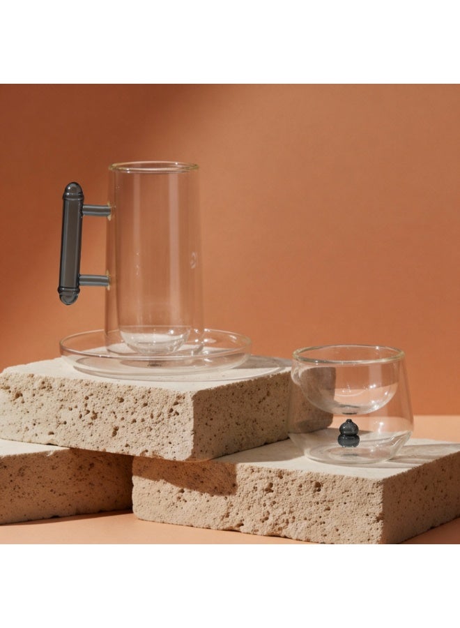 طقم تقديم الشاي والقهوة – زجاج مزدوج الطبقات مستوحى من تصميم المساجد مع مقبض وصحن مميزين