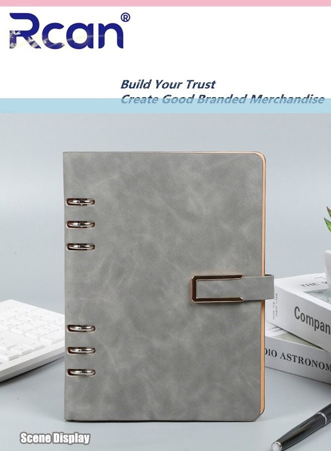 Rcan A5 PU Leather Notebook Soft Cover Binder Paperback Travel Diary With Magnetic Buckle Thickened Detachable Padded Meeting Record Book Suitable for Business Office School Students Family Writing  - Image 3