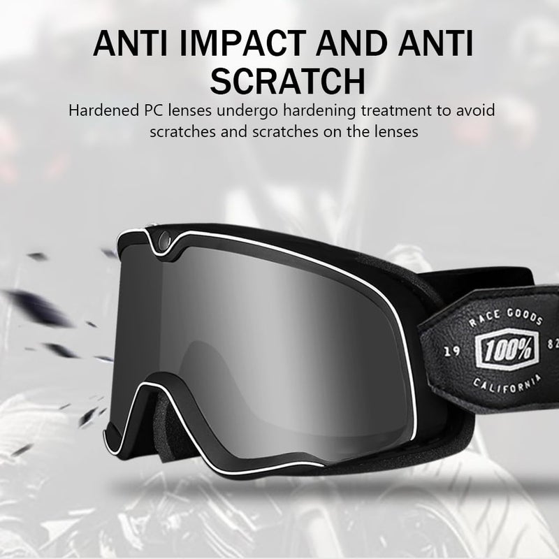 Proberos® Motorcycle Goggles, Fashion Grey Helmet 400 UV Sun Protection, Windproof, Anti Fog, Adjustable Headband, for Riding Racing for Men, Women, Youth - Image 5