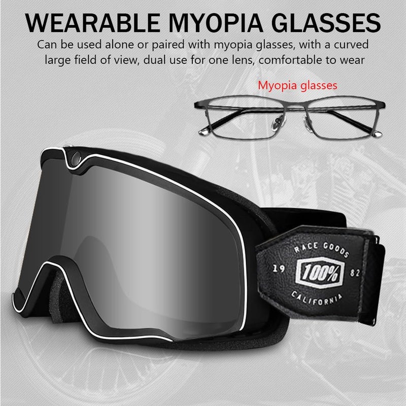 Proberos® Motorcycle Goggles, Fashion Grey Helmet 400 UV Sun Protection, Windproof, Anti Fog, Adjustable Headband, for Riding Racing for Men, Women, Youth - Image 4