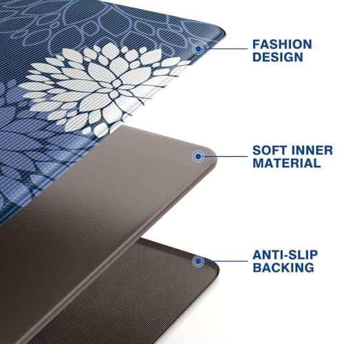 SofterCharm Kitchen Mats, 2PCS Non-Slip Cushioned Rugs, Anti-Fatigue Waterproof Floor Rug, Washable Standing Desk Mat, Home Laundry Office Apartment Decor and Accessories (17.3" ×59" +17.3" ×30"-Blue) - Image 3