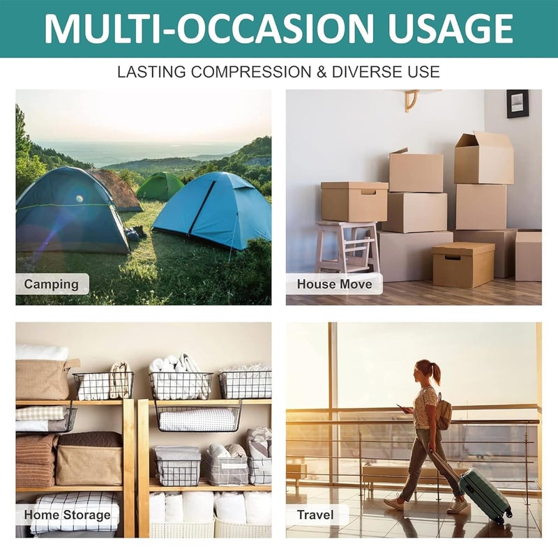 Kuber Industries Set of 3 Vacuum Bags for Storage with Pump Spacesaver Vaccine Bags for Clothes Pillows Sealed Compression Bags for Travel with Hand Air Pump YLN001 Blue Transparent - Image 5