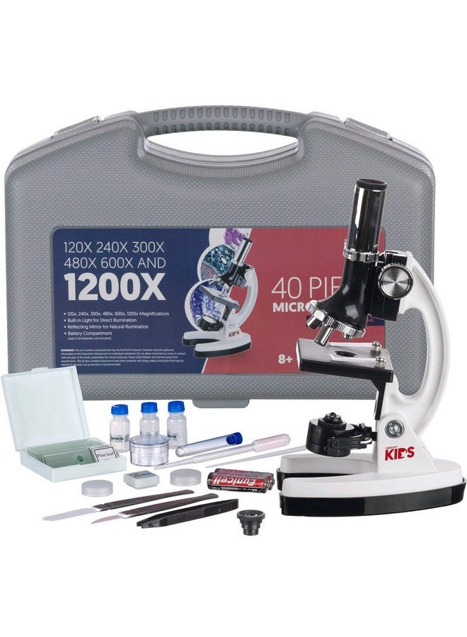 Amscope Fba_M30Abskt1W Amscopekids M30Abskt1W 120X240X300X480X600X1200X 48Pc Metal Arm & Base Educational Kids Biological Microscope Kit - Image 1