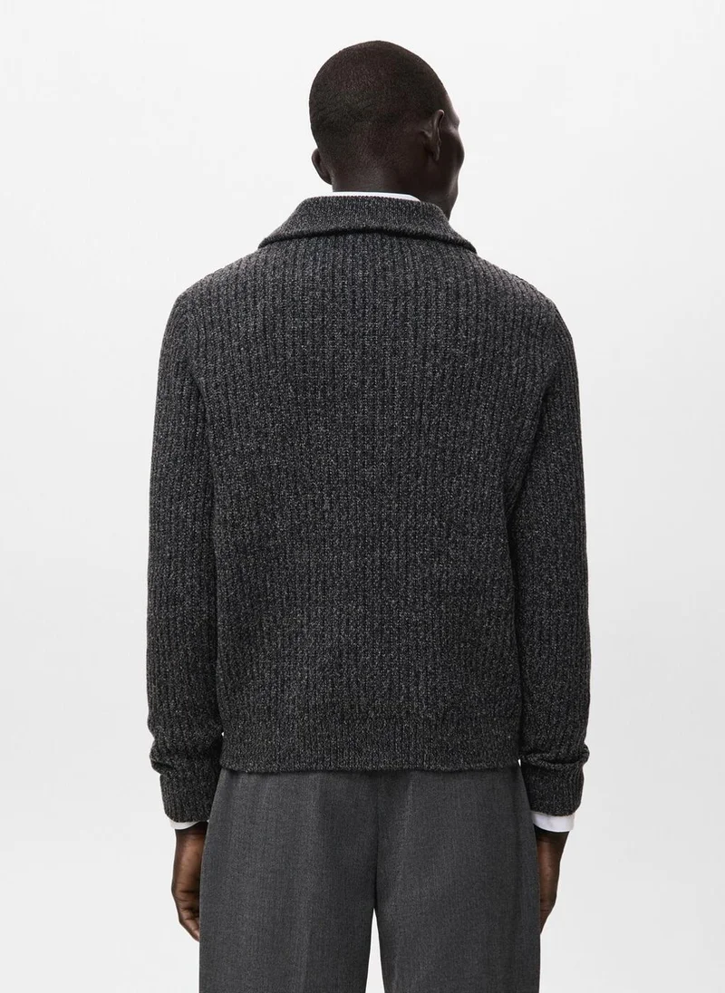 Mango Man Wool-blend sweater with zip