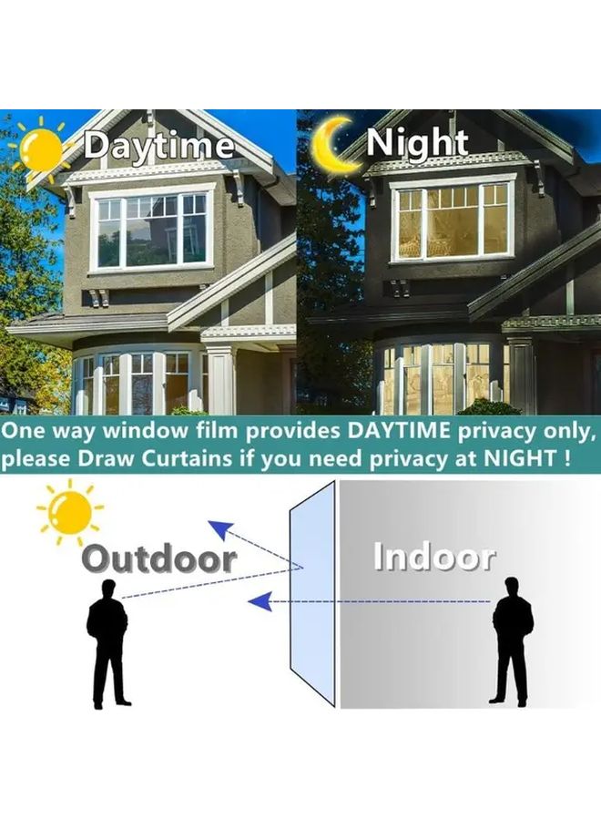 Brown Silvery Privacy Window Film One Way Reflective UV Block Home Office - Image 5