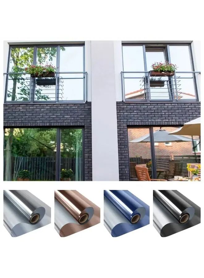 Brown Silvery Privacy Window Film One Way Reflective UV Block Home Office - Image 1