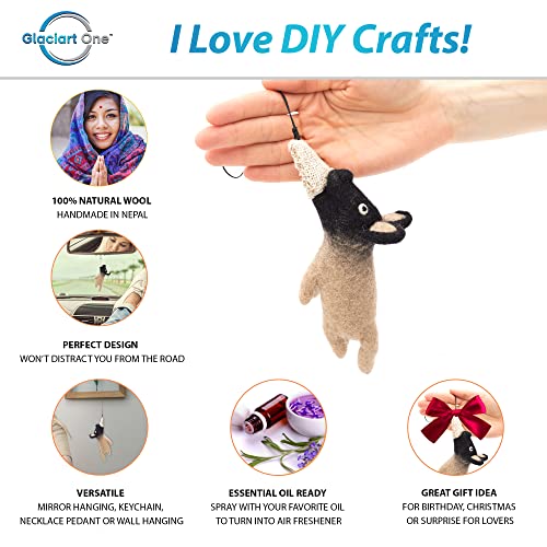 GLACIART ONE Dog Car Interior Hanging Ornament | Funny & Fuzzy Dog Rear View Mirror Accessories, Cute Swinging Charm for Bag, Wallet or Lanyard | Great as Decoration, Party Favors & Gifts - Image 2