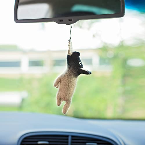 GLACIART ONE Dog Car Interior Hanging Ornament | Funny & Fuzzy Dog Rear View Mirror Accessories, Cute Swinging Charm for Bag, Wallet or Lanyard | Great as Decoration, Party Favors & Gifts - Image 1