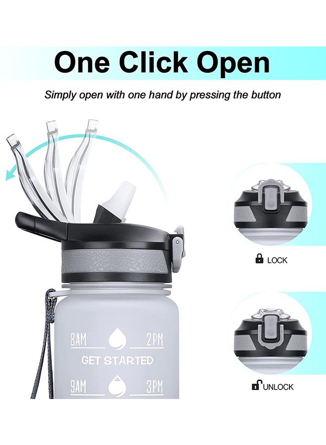 GROIC 1L Water Bottles with Removable Straw & Time Marker, Motivational Water Bottle with BPA Free Tritan Material, Leakproof Water Jug for Fitness Sports  - Image 5