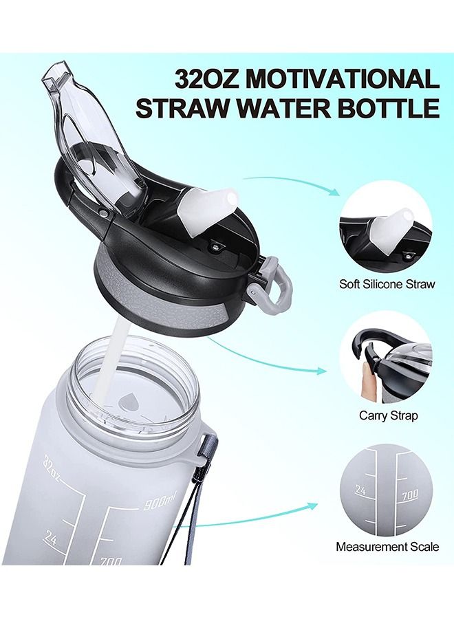 GROIC 1L Water Bottles with Removable Straw & Time Marker, Motivational Water Bottle with BPA Free Tritan Material, Leakproof Water Jug for Fitness Sports  - Image 3