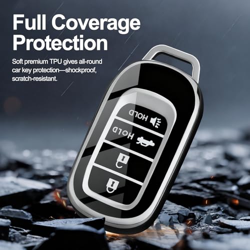 AAWQVRG Key Fob Cover for Honda - Premium Soft TPU Shell Full Protection Case with Keychain, Fits Accord Civic HR-V CR-V Pilot Passport, Purple 4-Button - Image 5