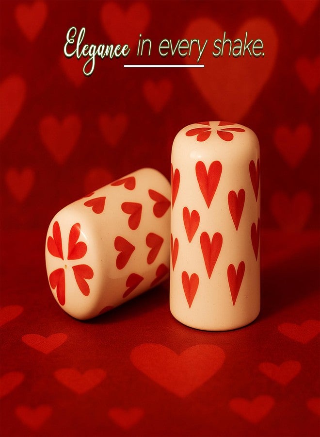 QIMACPLUS Handcrafted Ceramic Salt and Pepper Shaker Set | Perfect Pour Holes for Kitchen, Dining Table, Picnic, Office, Restaurant, and Hotel | Set of 2 (Love Printed) - Image 5
