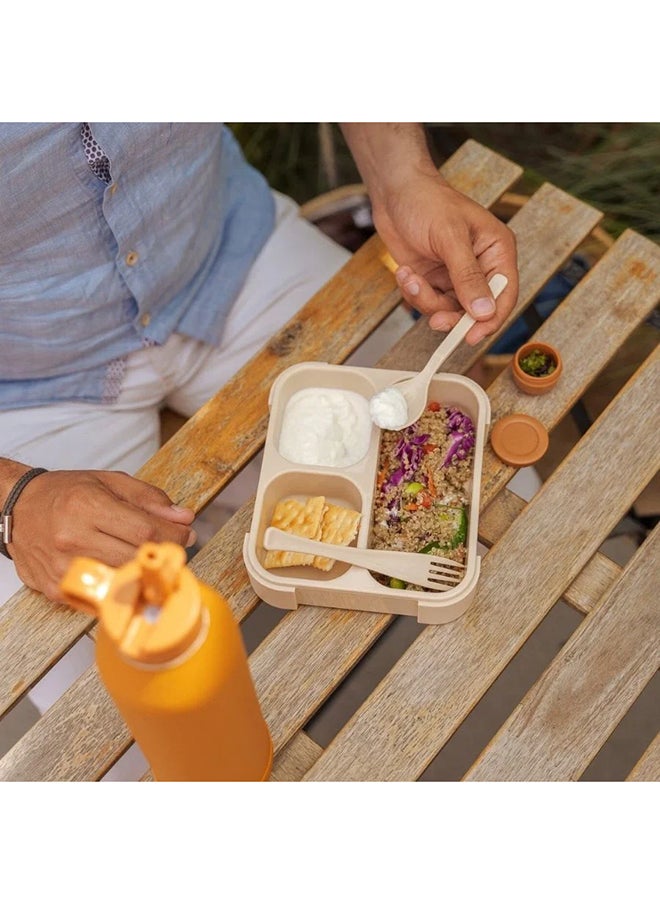 Citron Lunchbox with Fork and Spoon - Dusty Blue - Durable Leakproof Bento Box with 3 Compartments - BPA-Free, Microwave & Dishwasher Safe - Includes Cutlery - Ideal for Kids & Adults  - Image 5