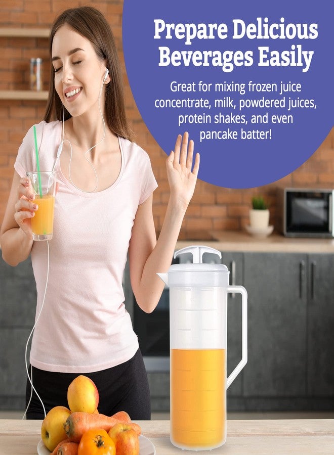 جي بي كيه بوتري إبريق خلط أخضر من خزف JBK سعة 2 كوارت مع مكبس - إبريق بلاستيكي خالٍ من مادة BPA للعصائر والحليب والشاي والمشروبات المخفوقة وغيرها - آمن للغسل في غسالة الأطباق، غطاء مانع للانسكاب، تصميم ذكي للتقليب، عبوة من قطعتين - Image 5